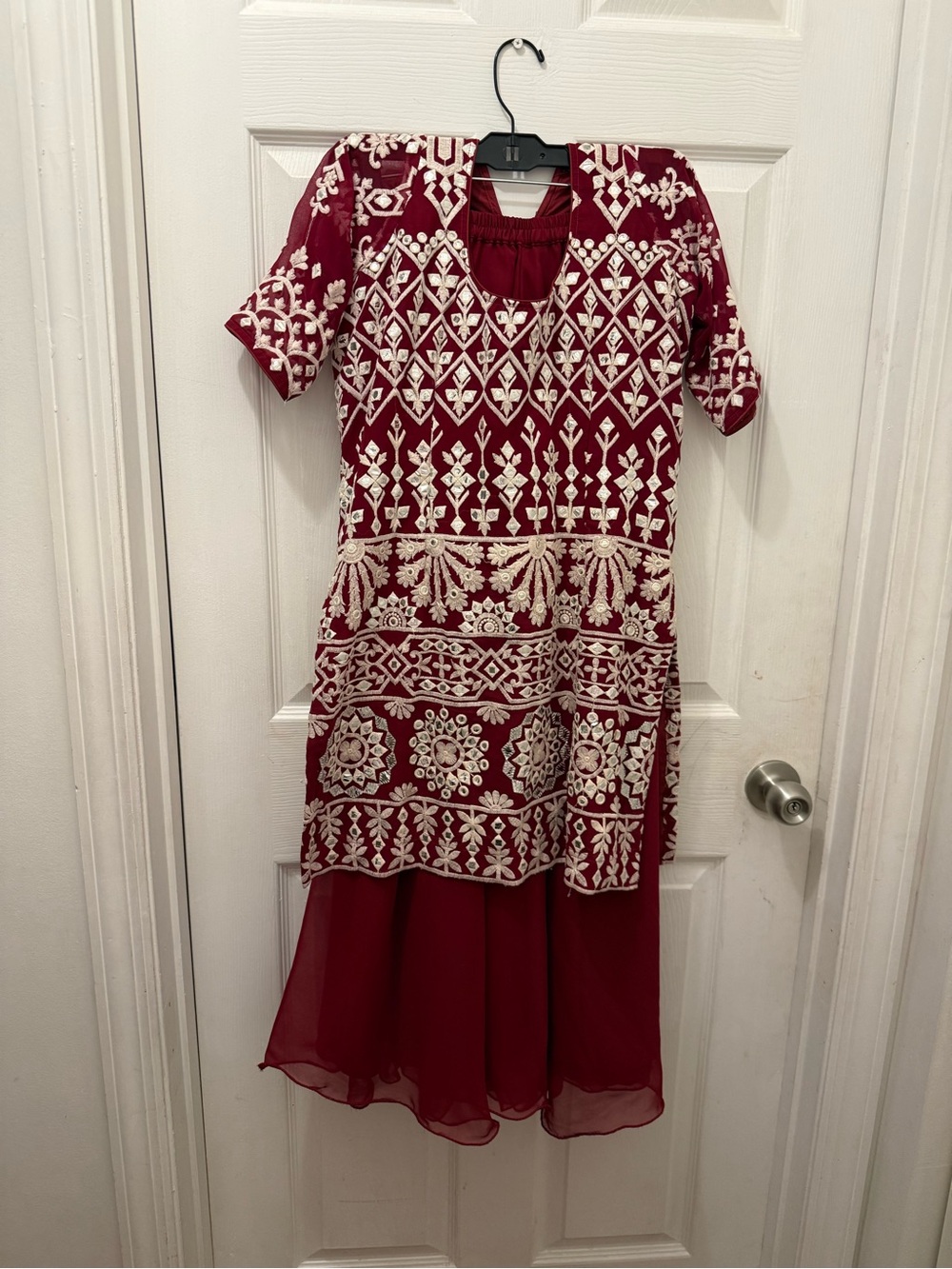 Embroidered Maroon & Cream Desi Salwar Suit